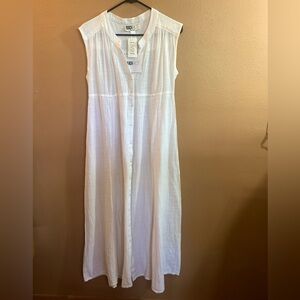 Beach Riot White Sleeveless Button-Down Maxi Dress - S